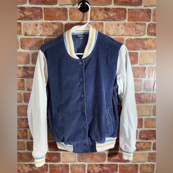 aerie Jackets & Blazers - Aerie corduroy blue and white Varsity Jacket
